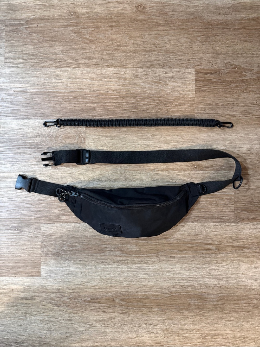 BEIS Black Canvas Sling Belt Bag with Braided Strap - Picture 13 of 13